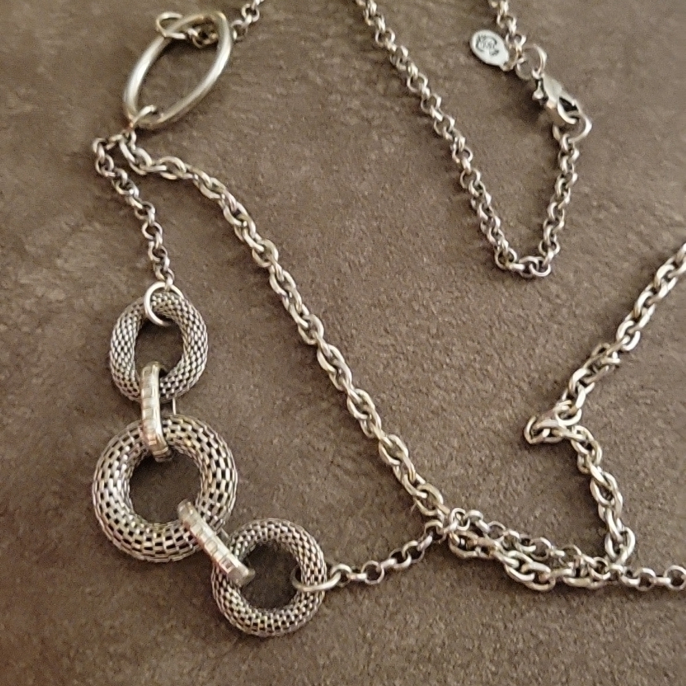 PREMIER DESIGNS Space Age Silvertone Mesh Link Long Sweater Necklace - Picture 3 of 7